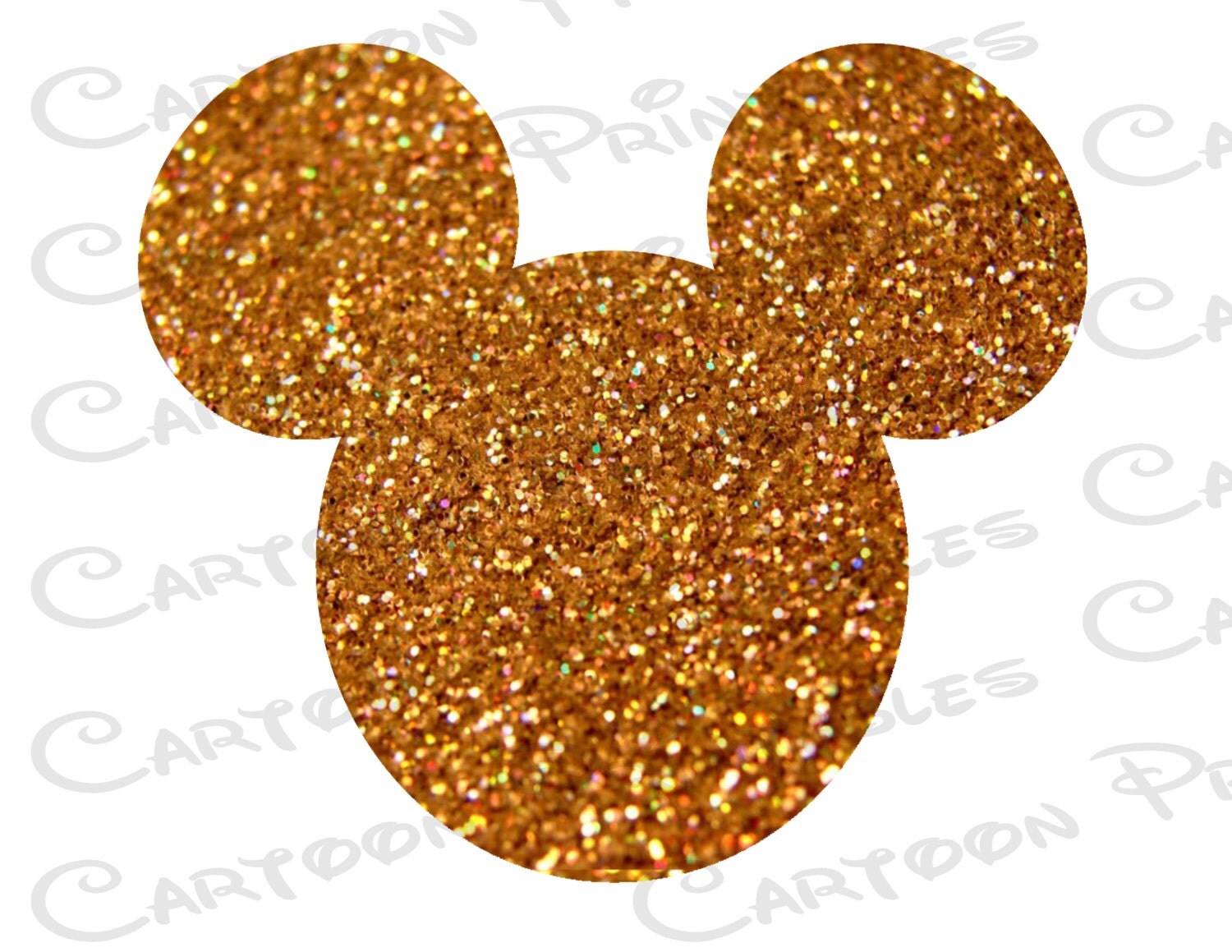Mickey Mouse Head Gold Glitter Bling IMAGE Mouse Ears