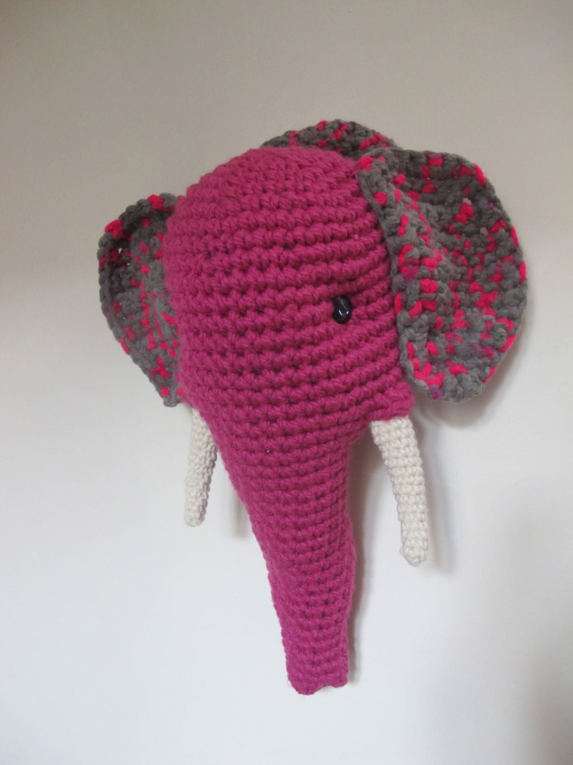 Crochet big elephant head wall hanging trophy style