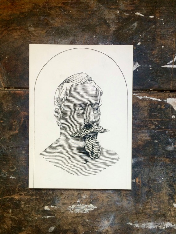 Original etching of a statue. 5x7 on clayboard