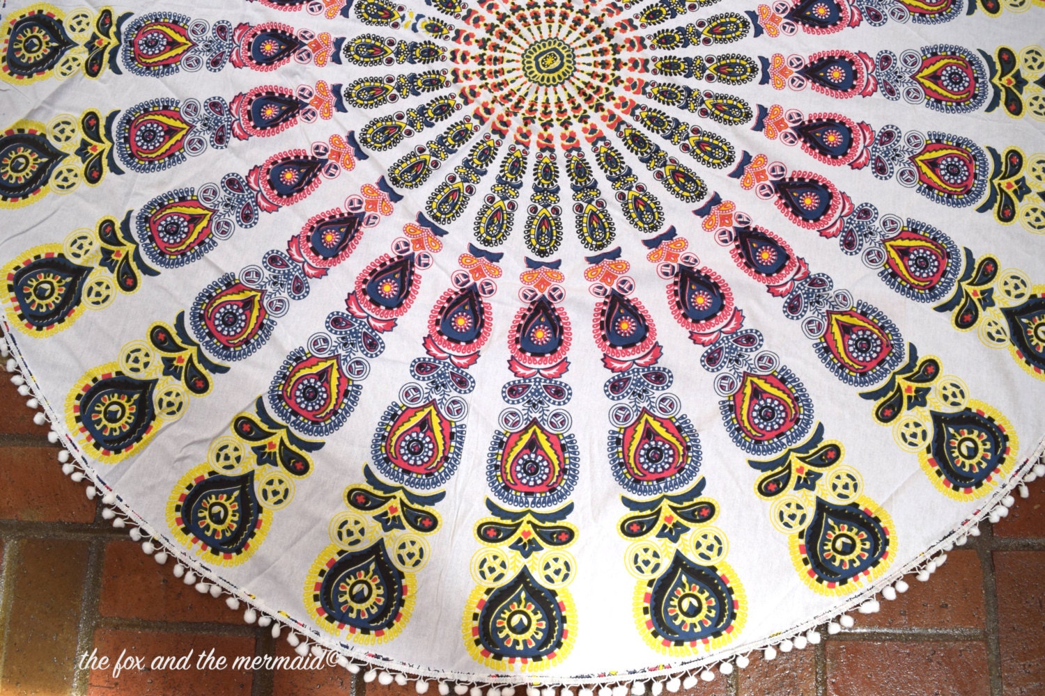 boho round yoga mat bohemian roundie by TheFoxAndTheMermaid