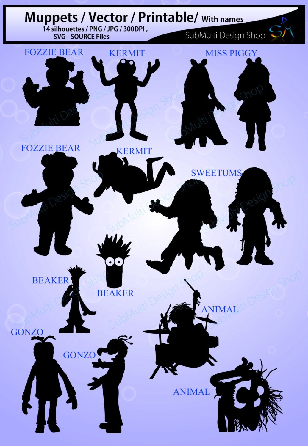 muppets silhouette / Muppets/ muppets clipart / High Quality svg file ...