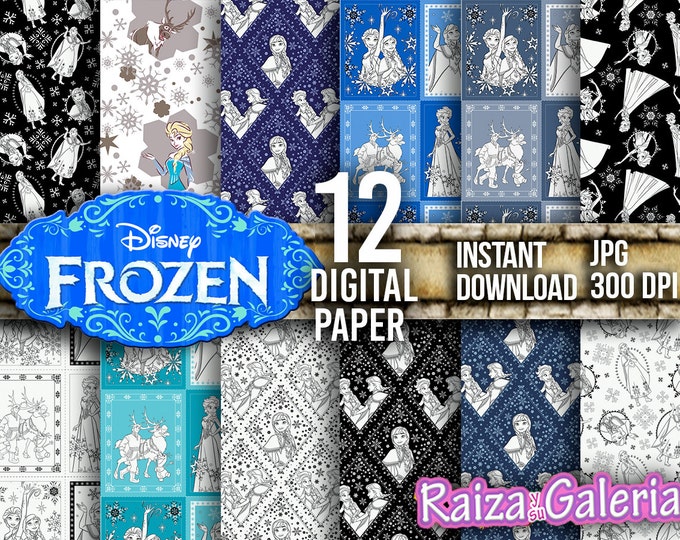 AWESOME Disney Fozen Digital Paper. Instant Download - Scrapbooking - Dory Printable Paper
