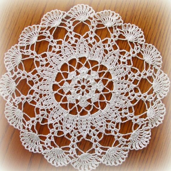 Crochet Doily with Scalloped Shell Edge in White13