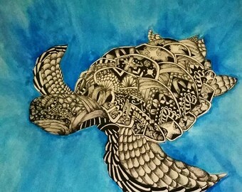 Zentangle turtle | Etsy