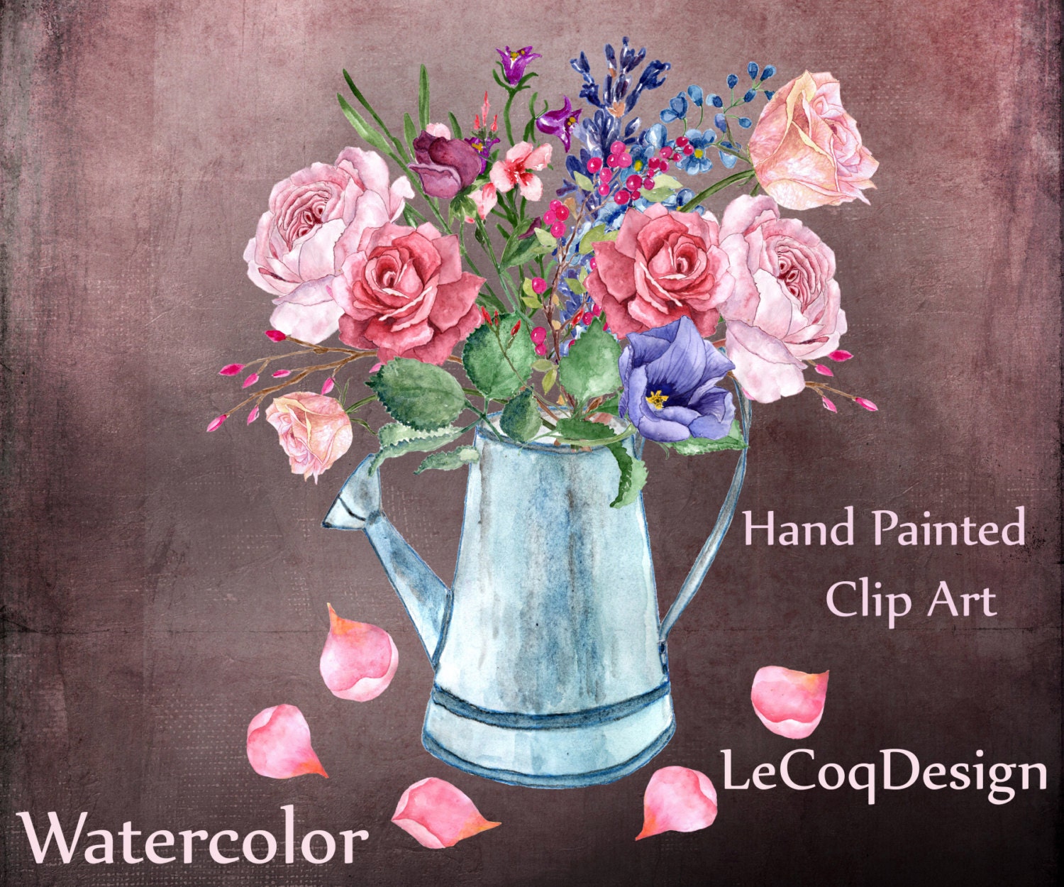Watercolor roses clipart: FOWERS CLIPART wedding
