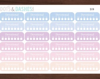 S19- Devotional tracker, daily devotional reminder, bible study reminder (24 Matte Planner Stickers)
