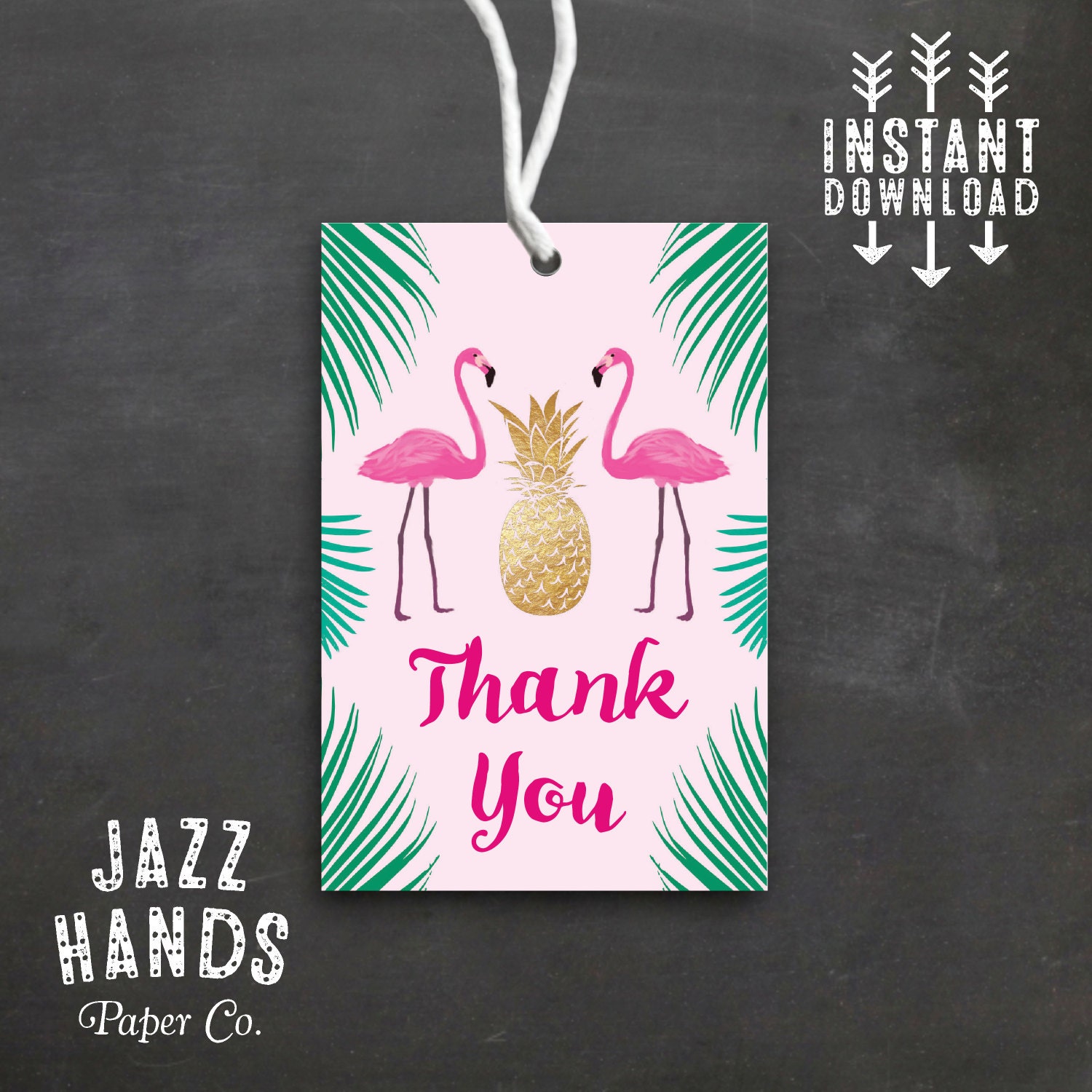 Tropical Flamingo Favor Tags DIY Printable Pineapple