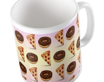 Emoji Pizza and Donuts mug