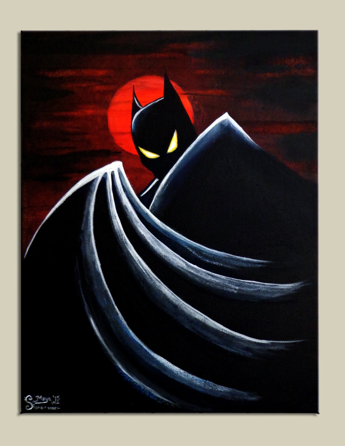 Batman original acrylic painting on canvas inspired by the
