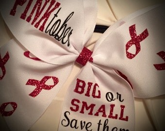 PINKtober GLITTER Cheer Bow~Breast Cancer AWARENESS