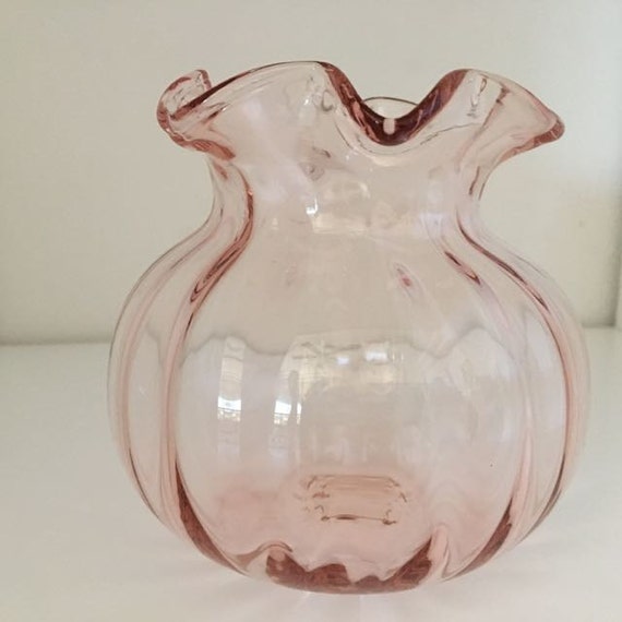 Small Fluted Pink Glass Vase
