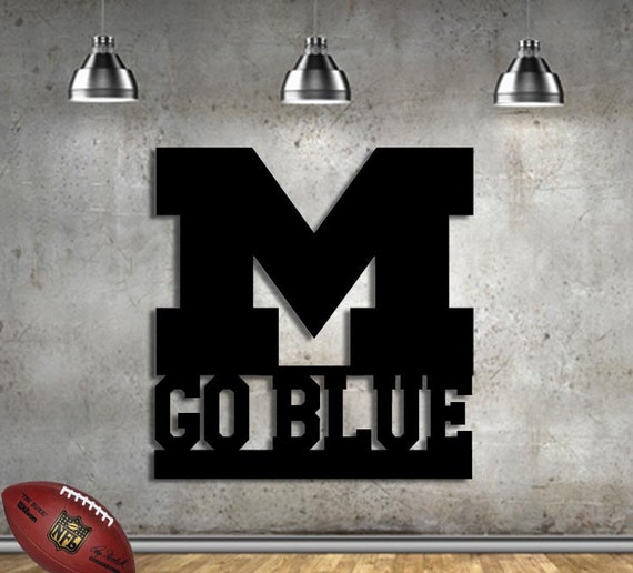 Football Sign Michigan College Go Blue Metal Sign Man