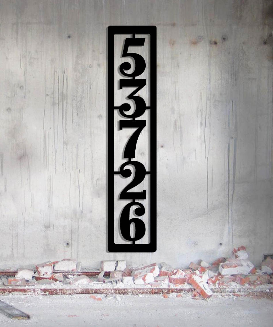 Vertical Metal House Number Address Sign Large House Numbers