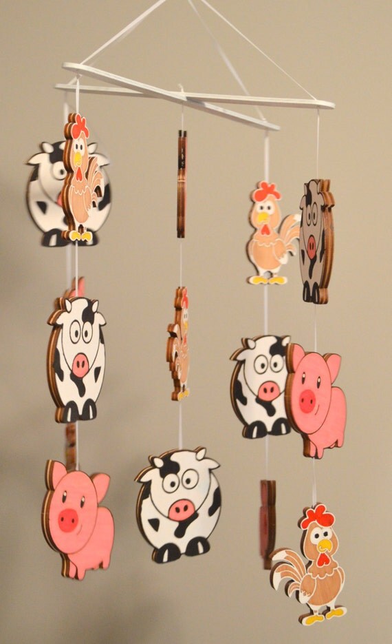 Farm Animal Baby/Infant Wooden Nursery Mobile by MyBooCreations