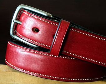 Hand stitched leather belt (32 mm)