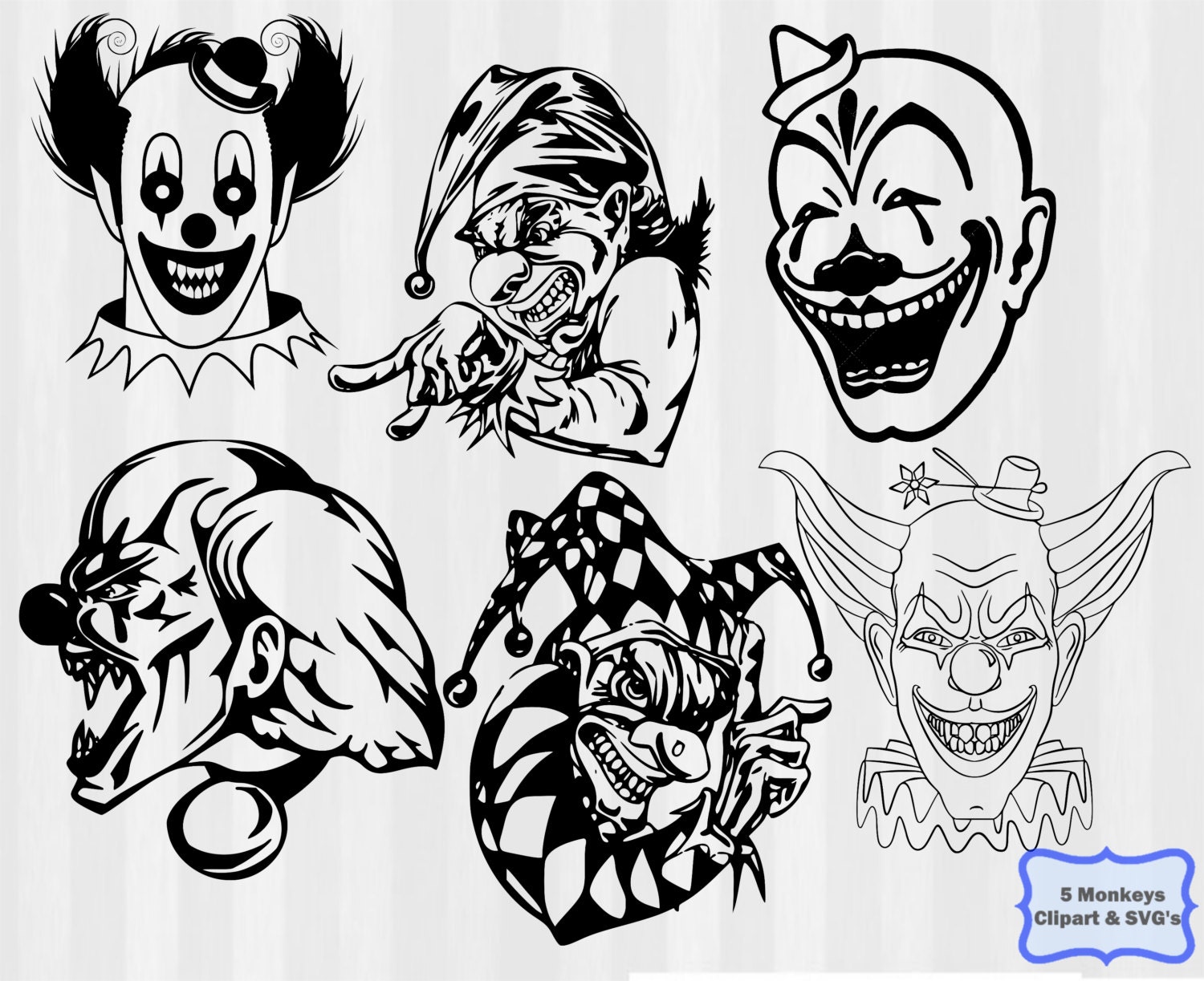 Download Scary Clown SVG clown Clipart .svg .dxf .png by 5StarClipart
