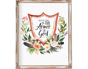 Bible Verse Wall art, Scripture Wall Art, Printable, Scripture art, Armor of God, Bible Verse Wall Art, Ephesians 6:10, inspirational gift