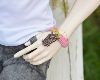 Set - Cotton cord Bracelet + wire bracelet with beads ( BJD SD SOOM)