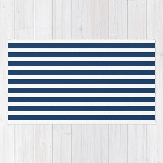 Navy and White Rug Navy Rug Striped Rug Navy Blue Wall