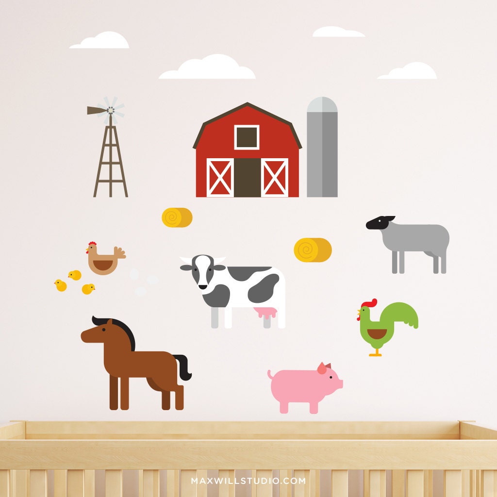 Farm Animals Wall Decal Farm Animals Decal Farm by MaxwillStudio