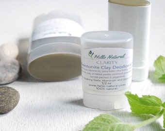 Detox Bentonite Clay Deodorant, No Baking Soda Deodorant, Essential Oils, Natural Deodorant. Soda Free Deodorant, Oval Stick, 3 sizes