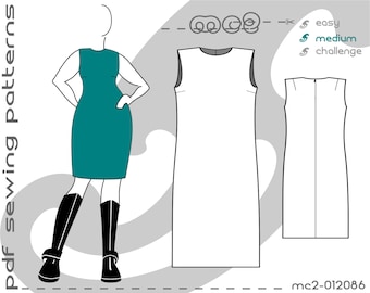 Shift Dress Plus Size (sizes: uk 18-24/ usa 14-20) SLOPER/BLOCK Sewing Digital pdf Pattern for Women >mc2patterns< mc2-012086
