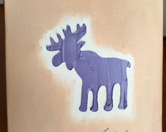 Purple Moose, Oil Painting, Impasto, Baby