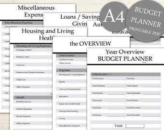 SALE Budget Planner Printable A4 Financial Planner, Printable Monthly, Monthly Financial Planner Printable Planner Page, INSTANT DOWNLOAD