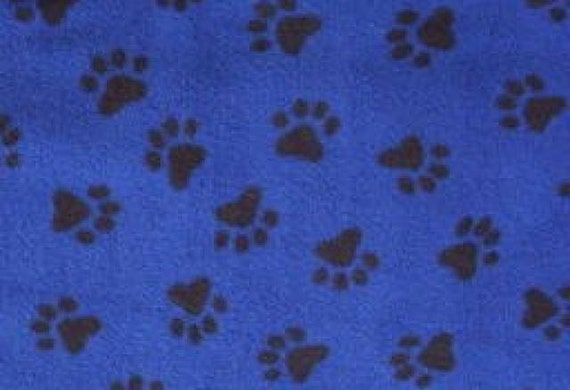 Fleece Fabric Paw Print Blanket Fabric Royal by Picotextilesdotcom