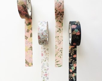 Set of 4/Floral Washi Tape/Flower Washi Tape/Floral Decorative Tape/Floral Paper Tape/Pretty Tape/Floral Scrapbooking Tape