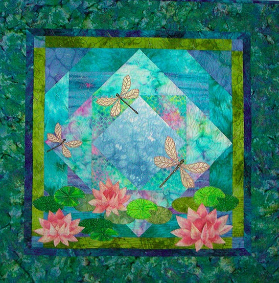 DRAGONFLY POND Quilt Pattern Wall Quilt Dragonfly by MangoLane