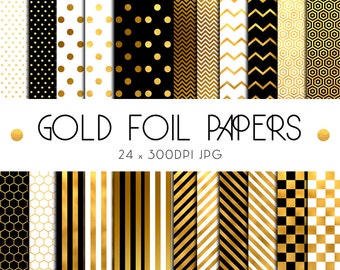 Digital Papers, Gold Foil, Digital Paper Pack, Printable Paper, Scrapbook, Gold Foil Papers, Scrapbook Paper, Digital Scrapbook, Paper Pack