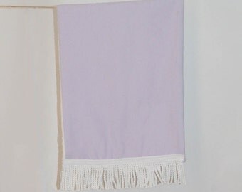 Violet and white fringe burp cloth