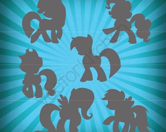 My Little Pony Silhouettes Inspired Cutting Template SVG EPS Silhouette Cricut Sure Cuts A Lot DIY Cricut Vector Instant Download