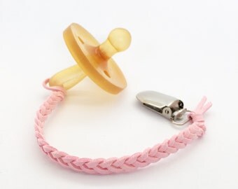 Baby Pink - Dummy Clip - Pacifier Clip - Baby Dummy Clip - Binky Clip - Boho - Faux Leather - Dummy Chain - Baby Shower - Ready to Post
