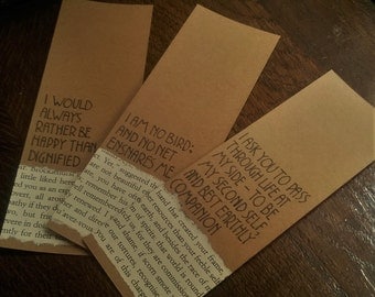 Jane Eyre Quotes - Handmade Bookmark - Charlotte Bronte Bookmark