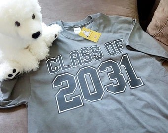 Class of 2031 and Optional Grades K through 12th for Handprints on Back for kids starting Pre-K or Kindergarten on Youth or Adult T-shirts