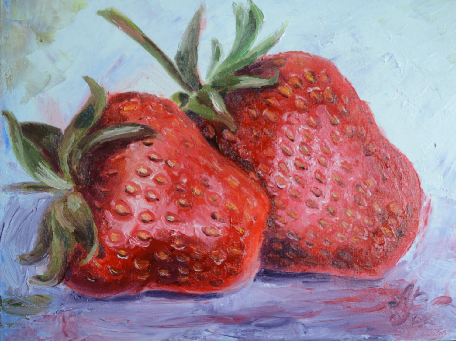 still life Strawberry Beautiful Original oil painting oil on