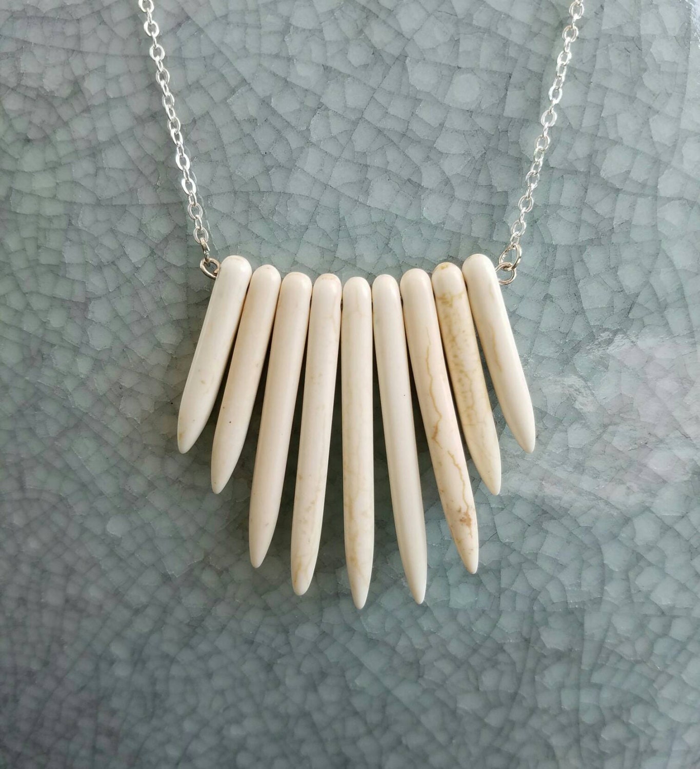 White turquoise spiked necklace