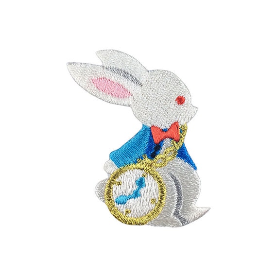 Time bunny Patch Cute White Rabbit Patch Iron On Patches Sew