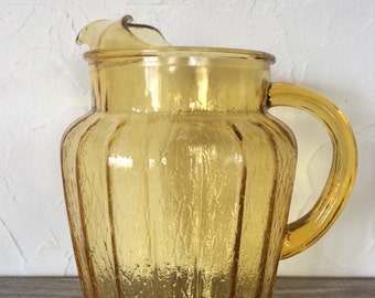 1930's Amber Depression Glass Pitcher
