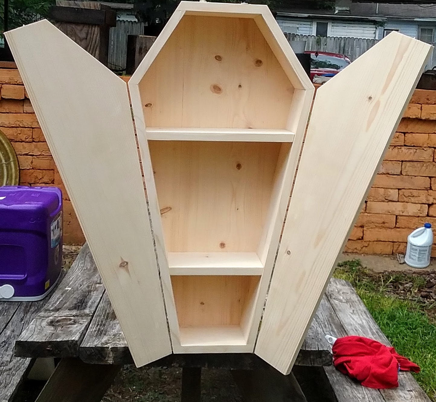 Coffin Book Case Shelf Double Doors CoffinHanging Coffin