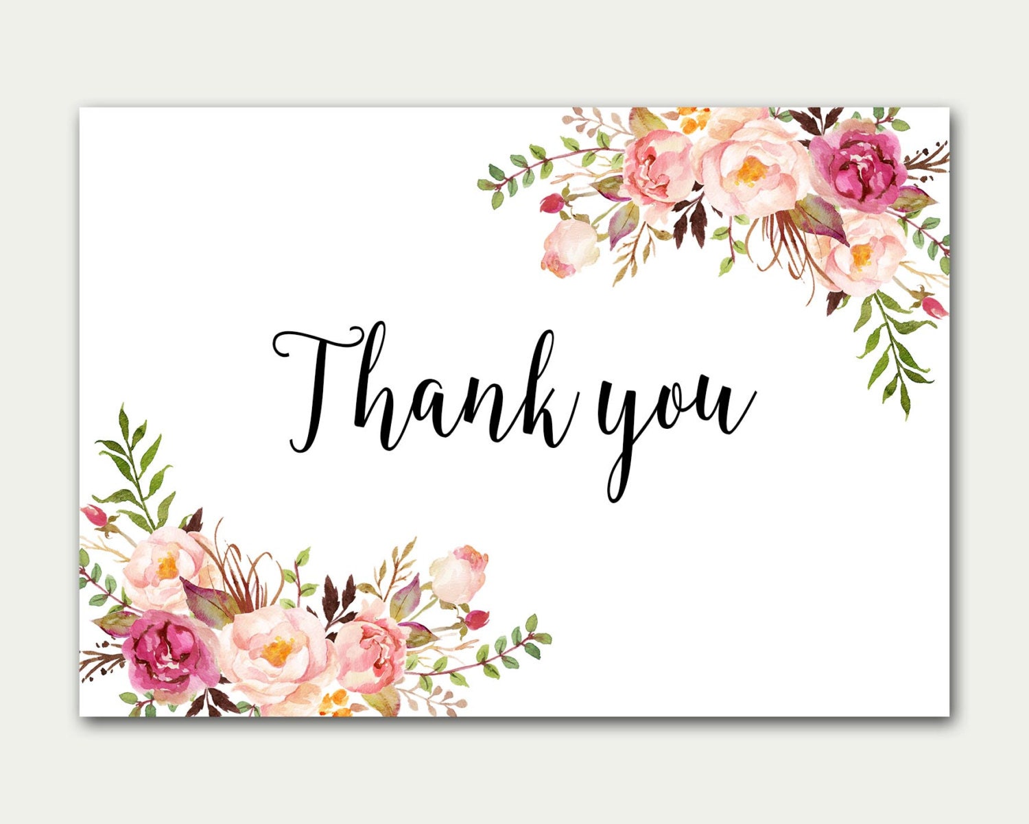 Thank you Card Flat Thank You Card Wedding Thank You Cards