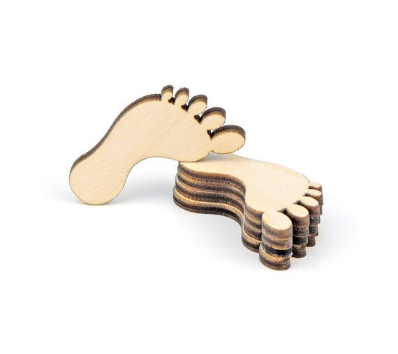 Set of 10pcs. 1 Mini Wooden Feet Shape Ornaments Craft