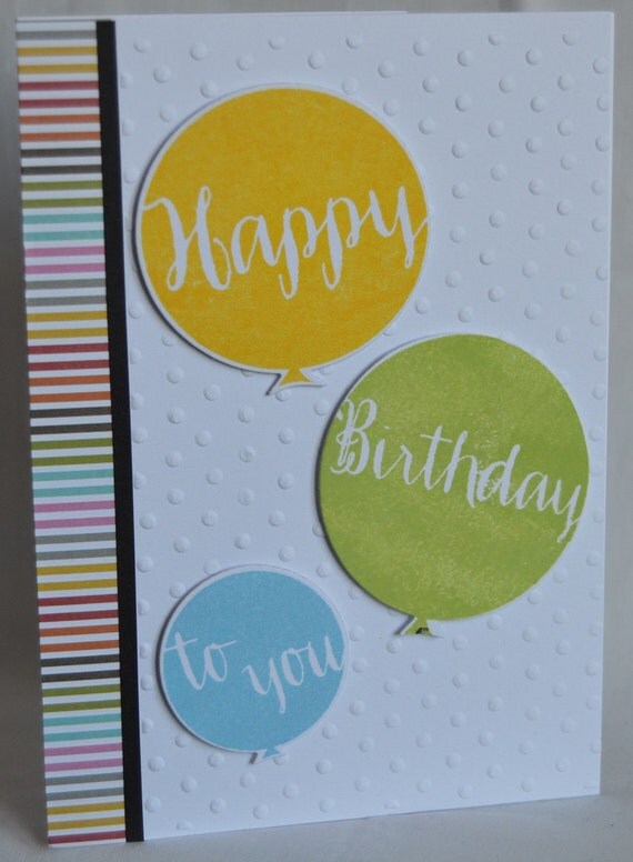 Handmade Birthday Card Die Cut Balloons by HenryBearCards