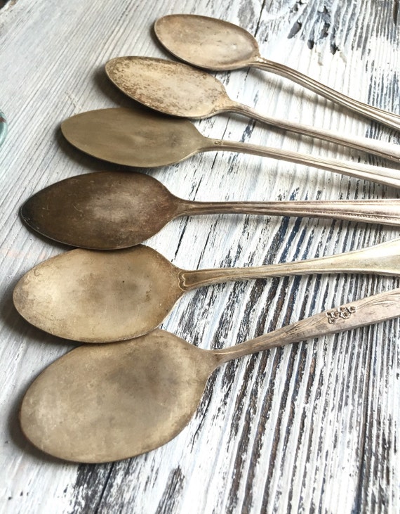 SAME DAY SHIPPING Silver plated vintage flat spoons flattened