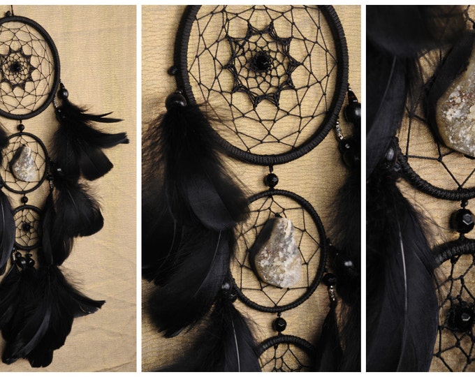 Dreamcatcher black Dream Catcher Large Dreamcatcher Dream сatcher gift idea dreamcatcher boho dreamcatchers wall handmade gift agate druse