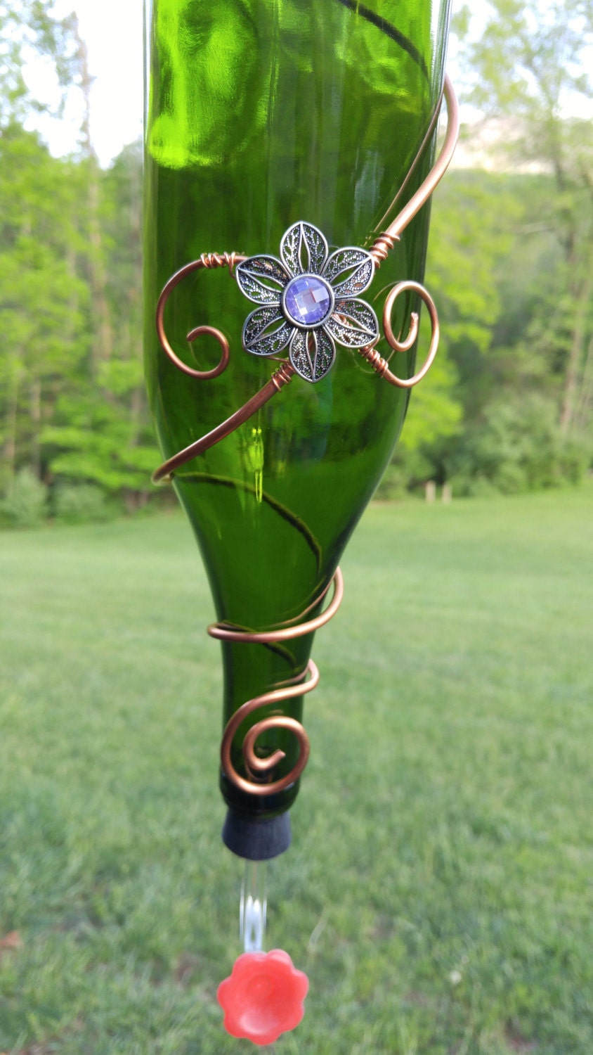 Download Glass Wine Bottle Hummingbird Feeder Emerald Green Recycled Yellowimages Mockups