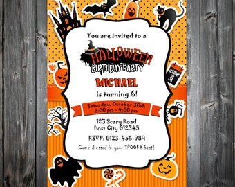 Halloween Birthday Invitation, Printable Halloween Party Invitation, Kids Halloween Party Invitation, Halloween Birthday Party Invite