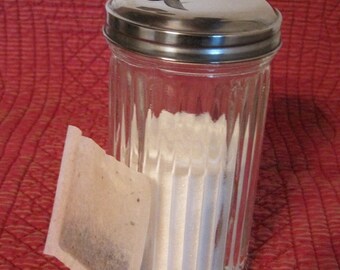 Ribbed Sugar Shaker, Glass Sugar Shaker, Glass Sugar Jar
